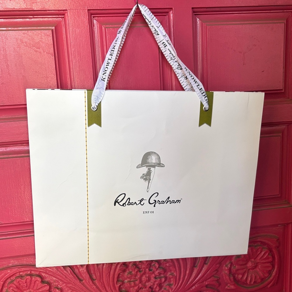 Robert Graham White Logo Gift Bag with Olive Accents